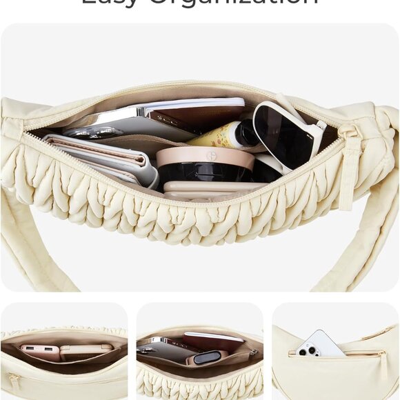 Lightweight Nylon Hobo Bag for Women - Fashionable Crossbody with Pockets - Picture 4 of 7